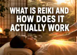 What is Reiki healing session with a practitioner and a client relaxing.
