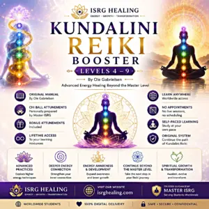 Kundalini Reiki Booster (Levels 4–9) by Ole Gabrielsen featuring original manual, personally prepared Chi Ball Attunements by Master ISRG, advanced energy healing, spiritual growth, and worldwide digital learning by ISRG Healing.