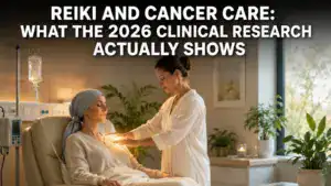 Reiki healing session for cancer patient in a clinical setting.