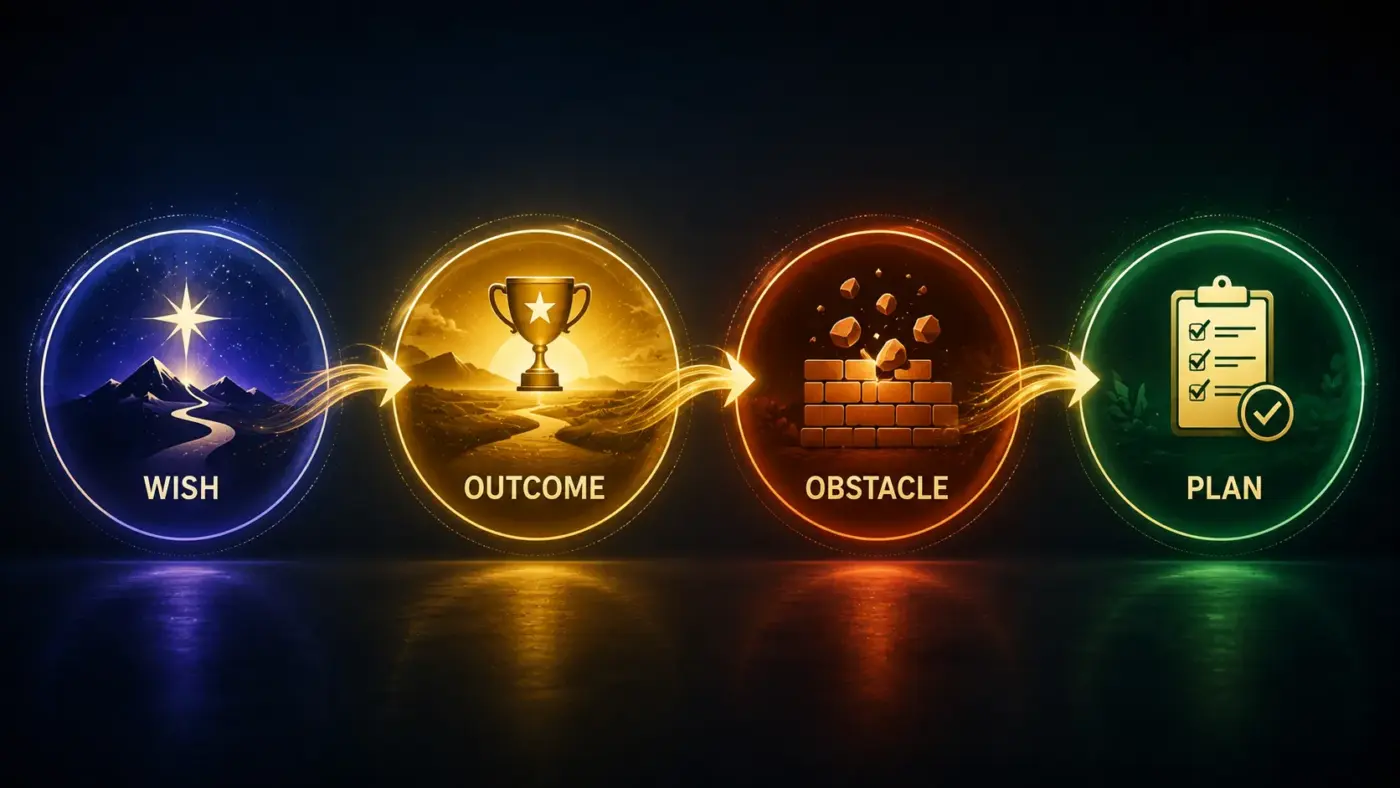 Manifestation Without Action: The Lie That Is Keeping You Stuck 3 WOOP Gabriele Oettingen wish outcome obstacle plan manifestation research NYU framework